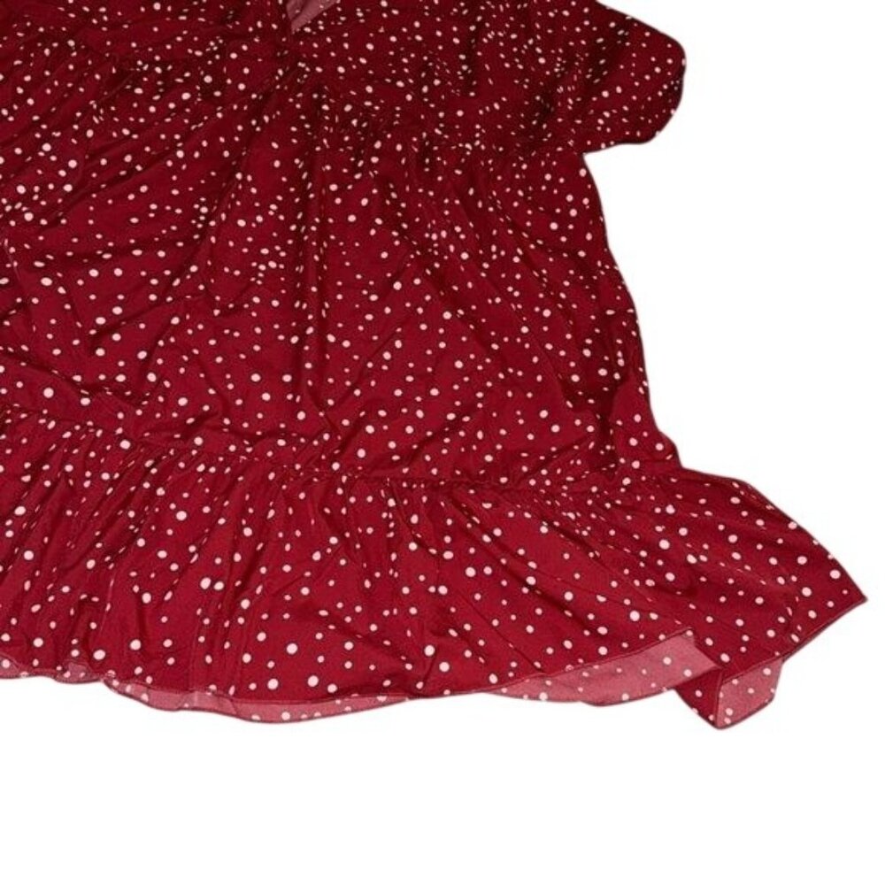 Red Polka Dot Womens Dress 7XL V-Neck Flowing Design Lightweight Polyester - Picture 3 of 6